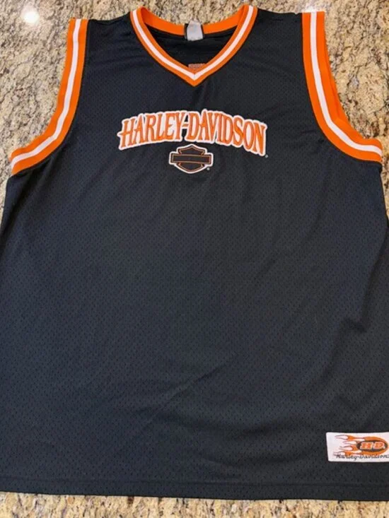 🏍️ VTG Harley-Davidson Mesh Basketball Jersey Tank Mens Large Biker Roeder Ohio - Picture 5 of 13